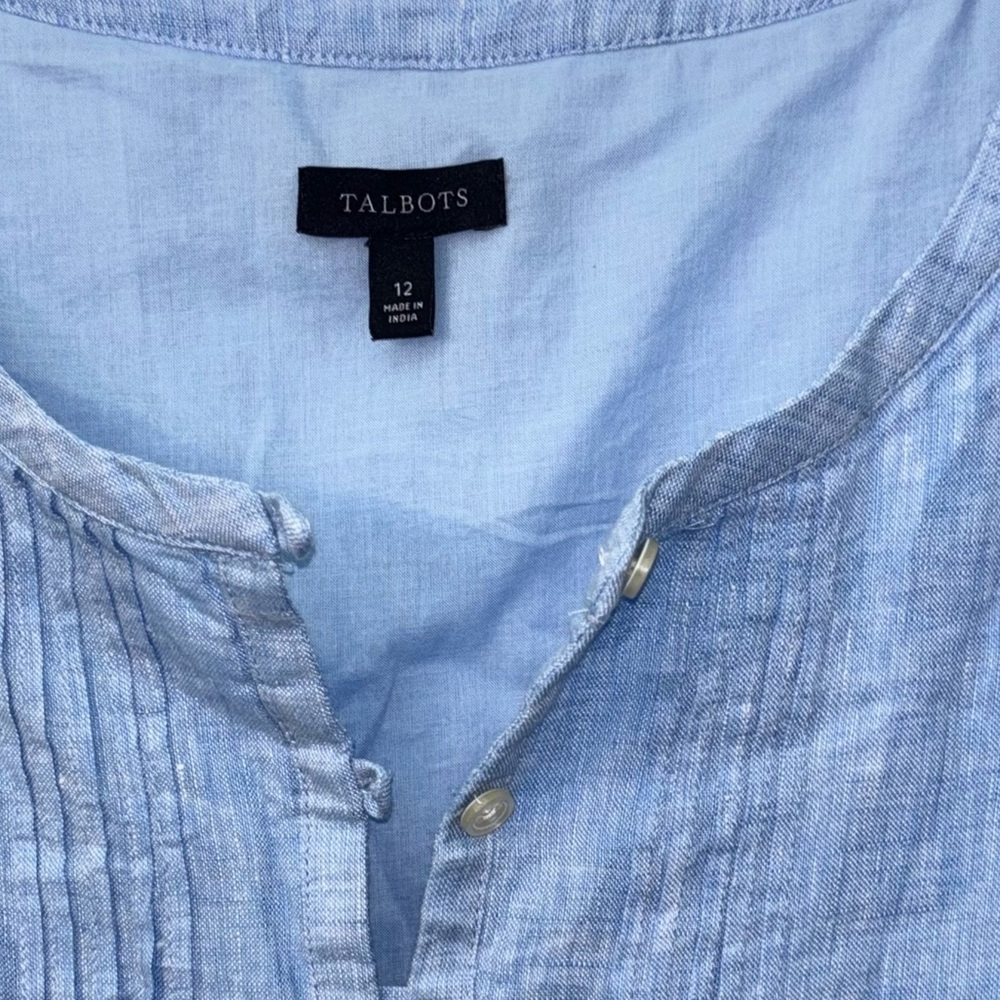 Talbots Pin tuck Linen Popover Striped Dress - Picture 4 of 7